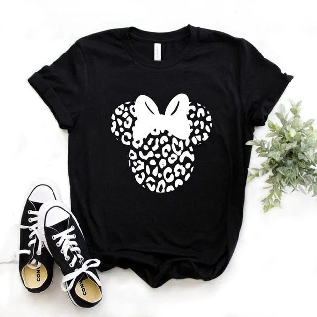 leopard mouse head Print Women Tshirts Cotton Casual Funny t Shirt For Lady  Top Tee Hipster 6 Color Drop Ship FH-1