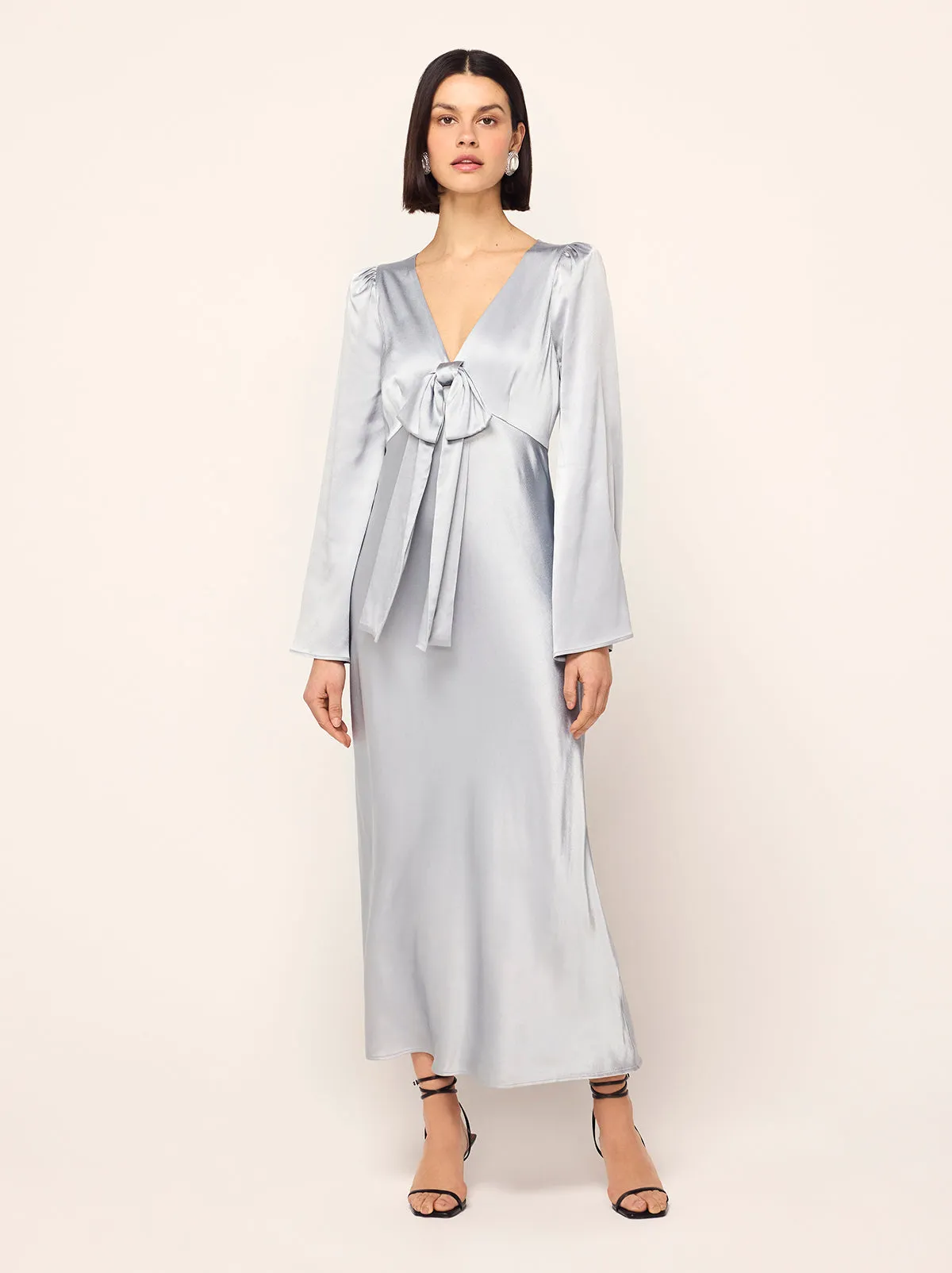 Lily Silver Satin Bow Dress