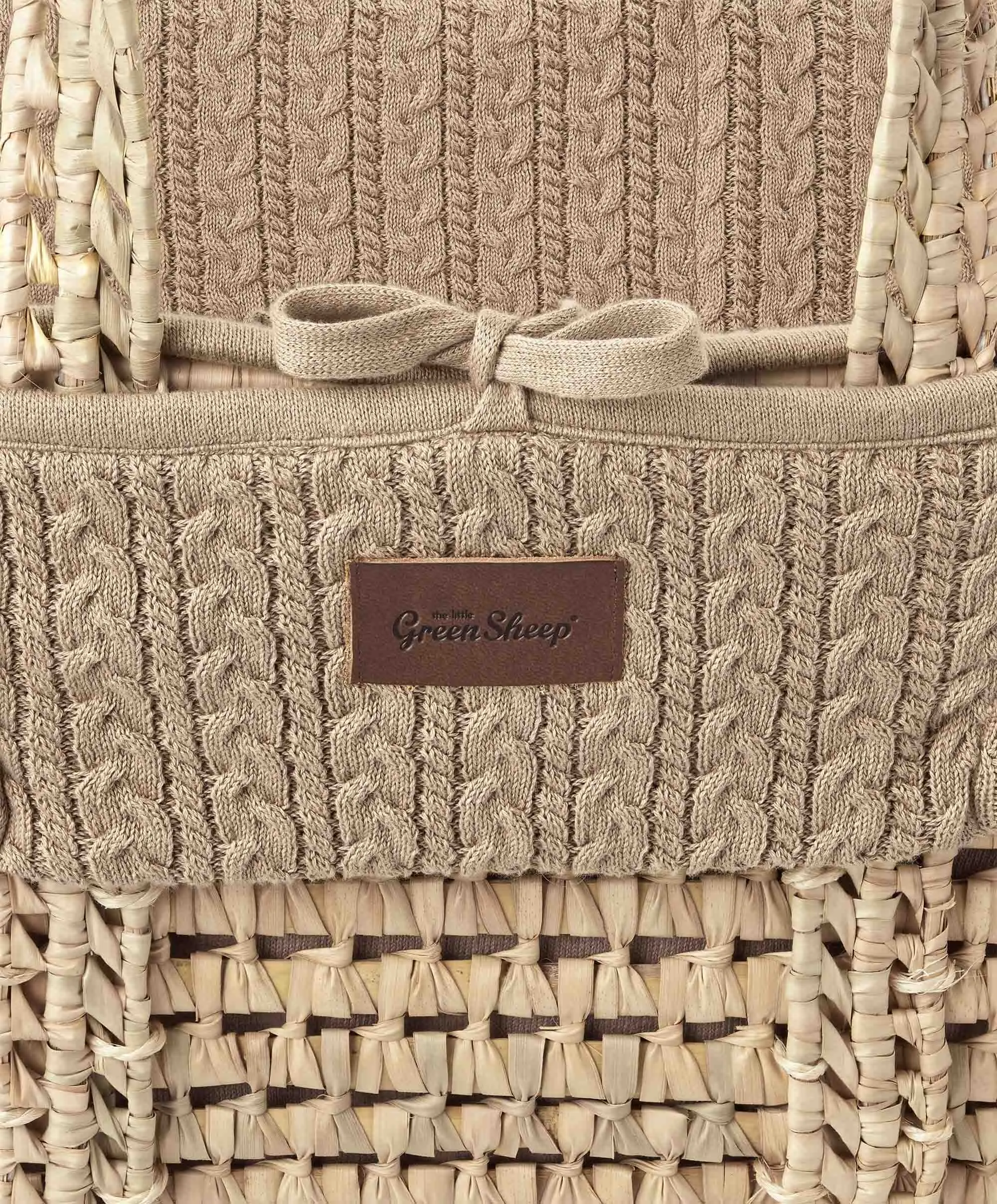 Little Green Sheep Organic Knitted Moses Basket & Mattress - Truffle