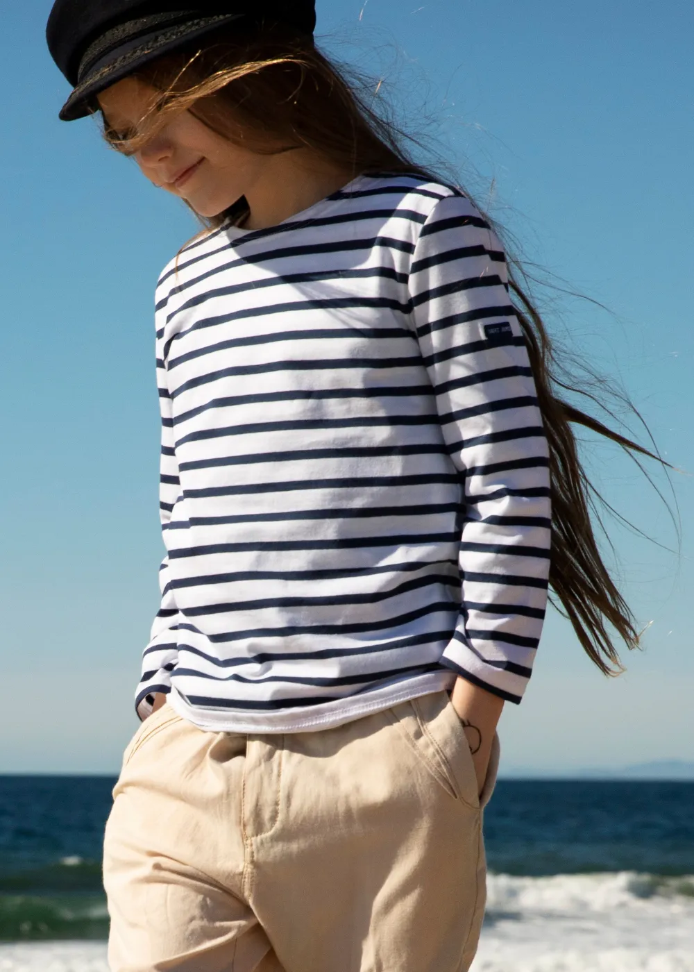 MINQUIERS KIDS - Authentic Breton Shirt for Kids in Soft Cotton (WHITE / NAVY)