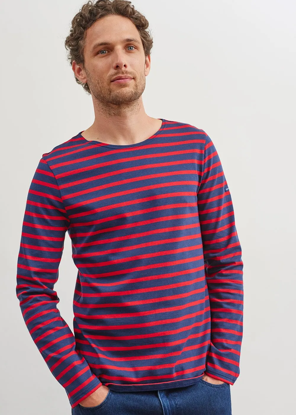 MINQUIERS MODERN - Authentic Breton Stripe Shirt | Soft Cotton | Men Fit (NAVY / RED)