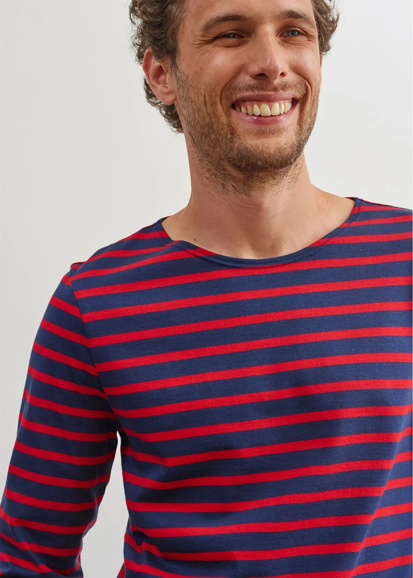 MINQUIERS MODERN - Authentic Breton Stripe Shirt | Soft Cotton | Men Fit (NAVY / RED)