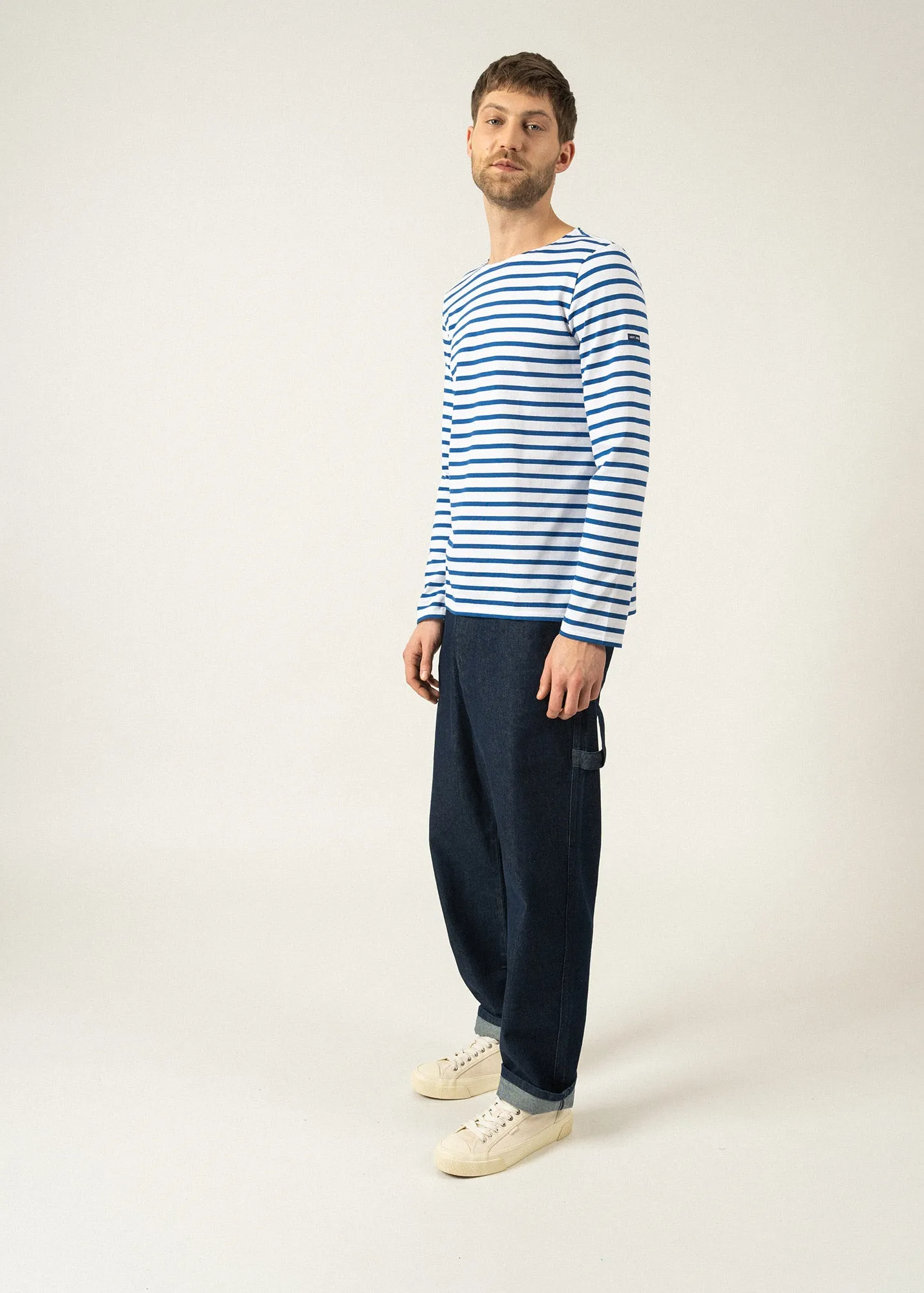 MINQUIERS MODERN - Authentic Breton Stripe Shirt | Soft Cotton | Men Fit (WHITE / ROYAL BLUE)