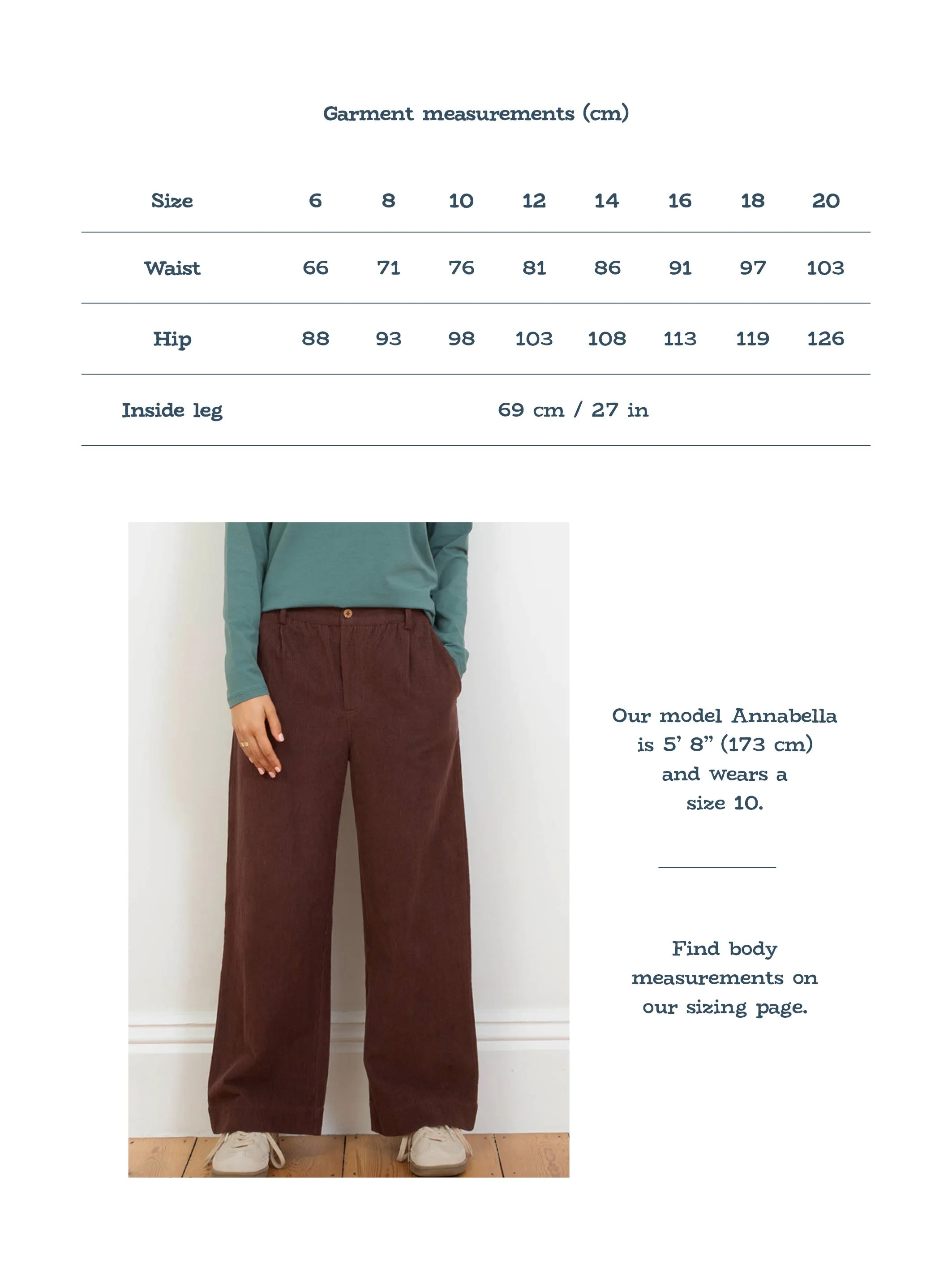 Motcombe wide leg cord trousers