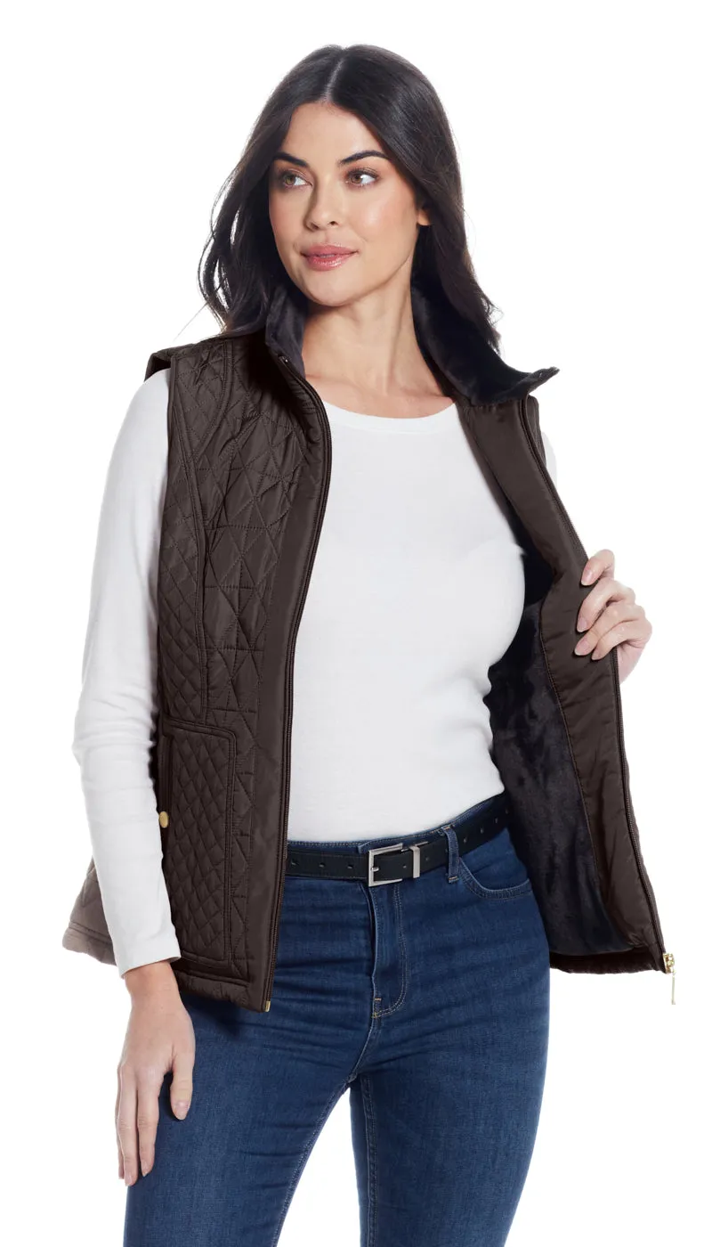 MULTI QUILTED PLUSH LINED VEST