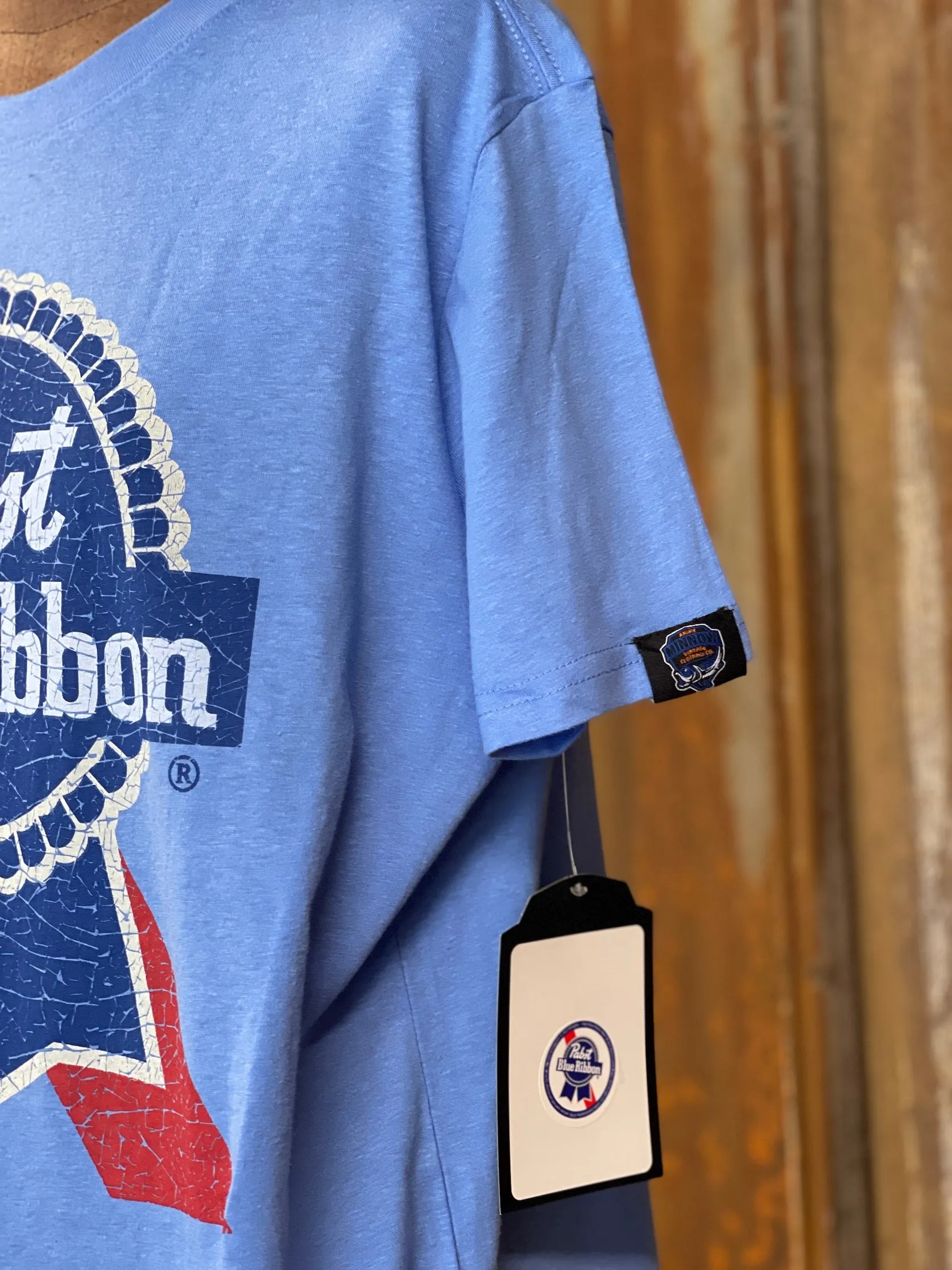 Pabst Blue Ribbon Beer Tee - Heathered Royal Blue