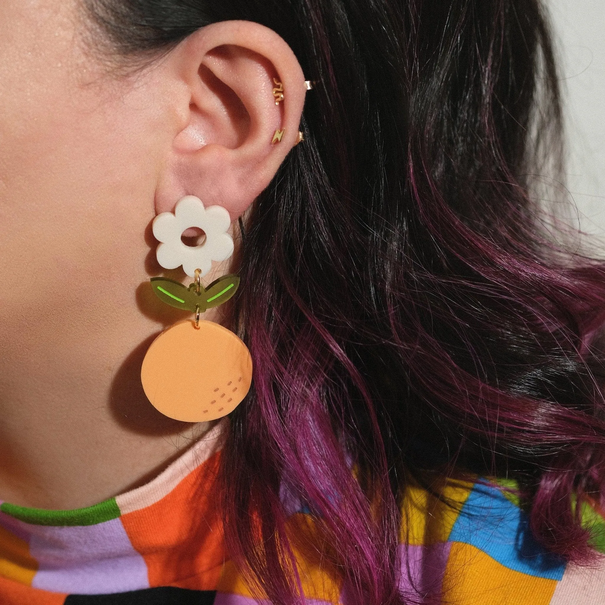 Pastel Orange Blossom Dangle Earrings