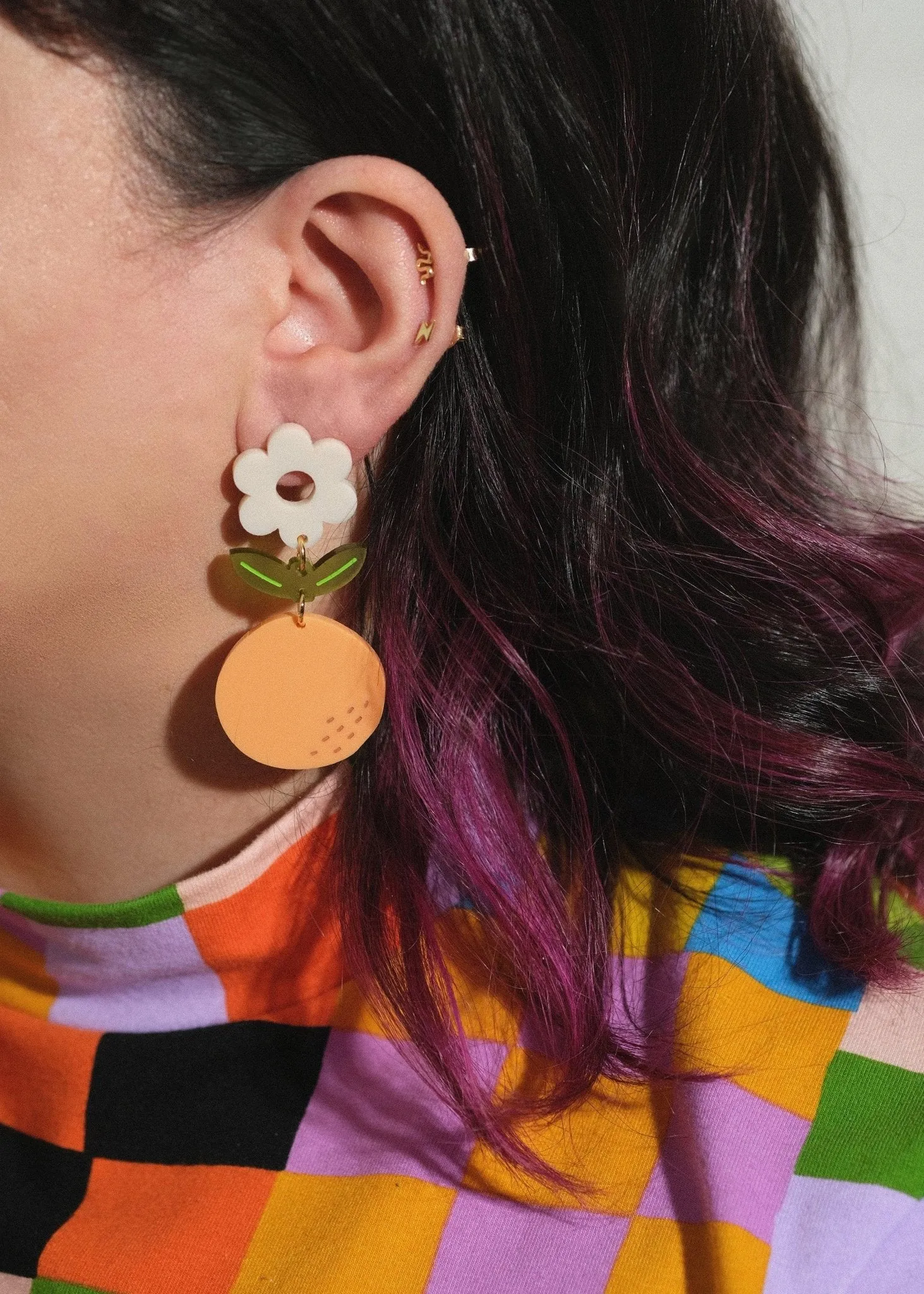 Pastel Orange Blossom Dangle Earrings