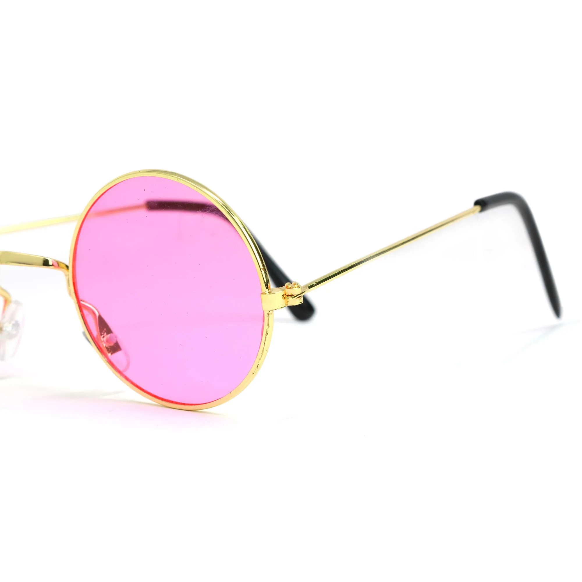 Pink Round Hippie Glasses - Pink 60's Style Hipster Circle Sunglasses - 1 Pair