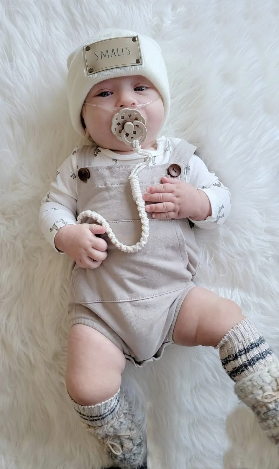 Pocket & Buttoned Unisex Seasonal Romper - Tan Button