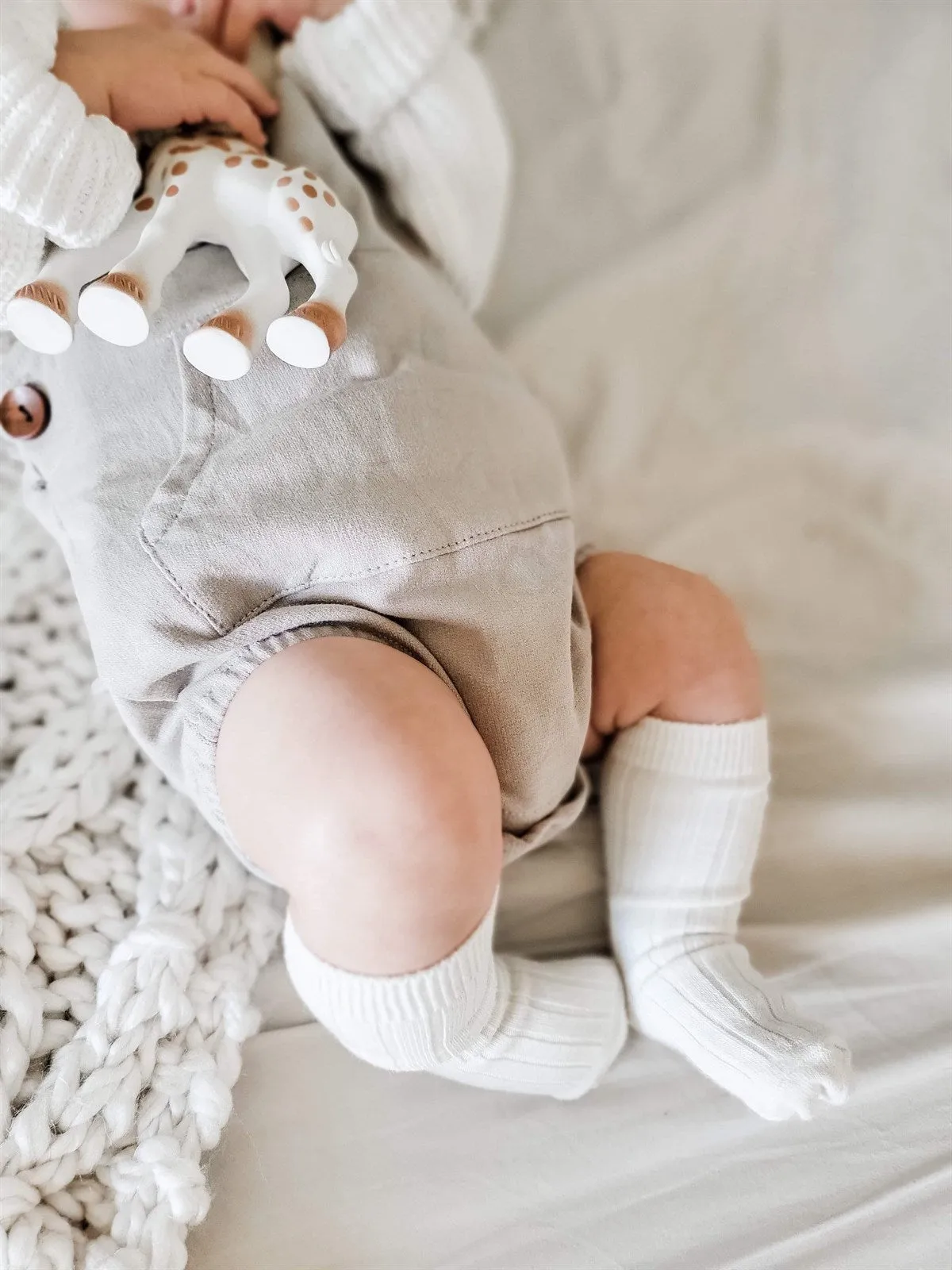 Pocket & Buttoned Unisex Seasonal Romper - Tan Button