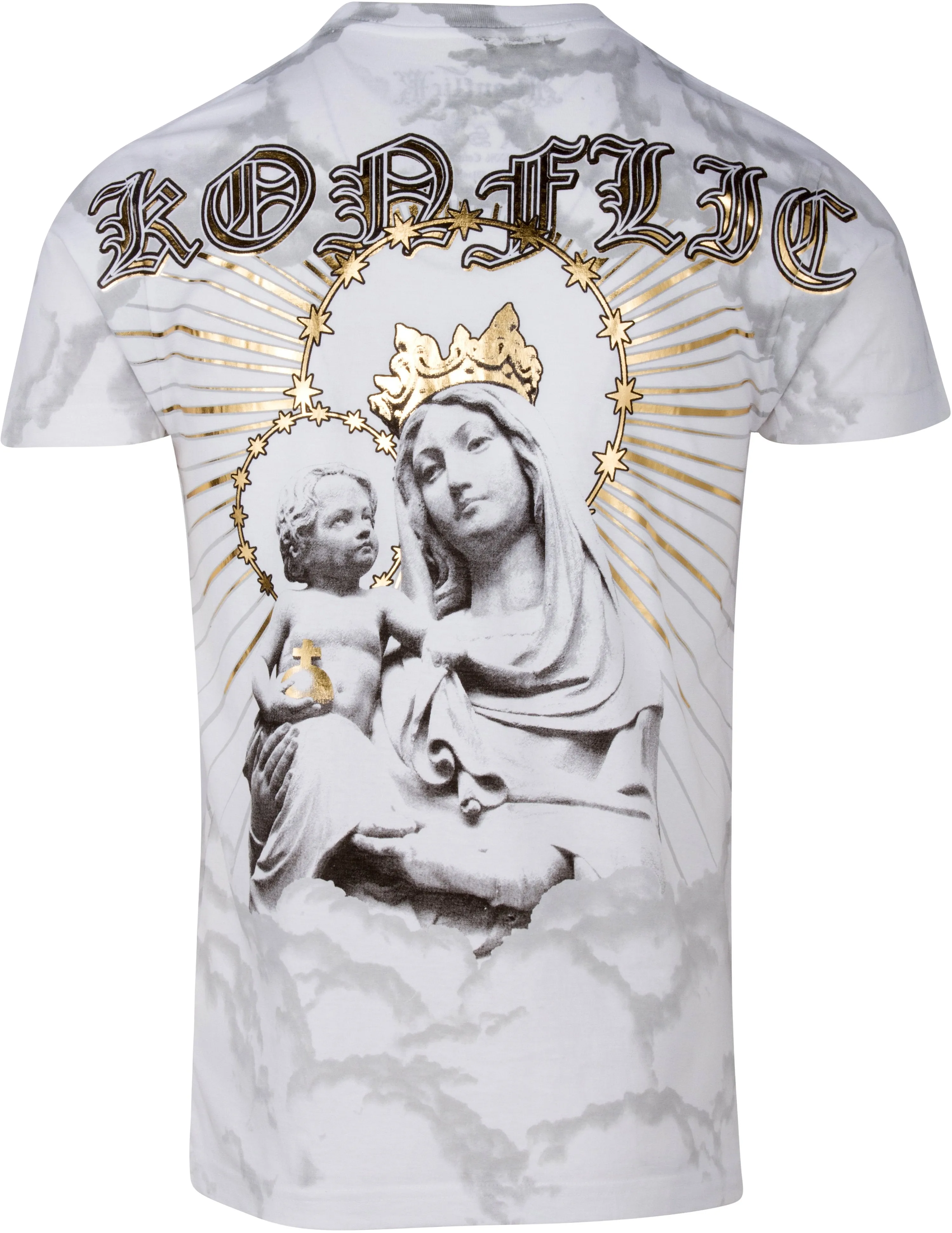 Sakkas Liam Mens Everyday Short Sleeve Cotton Embossed T-shirt Virgin & Baby Jesus