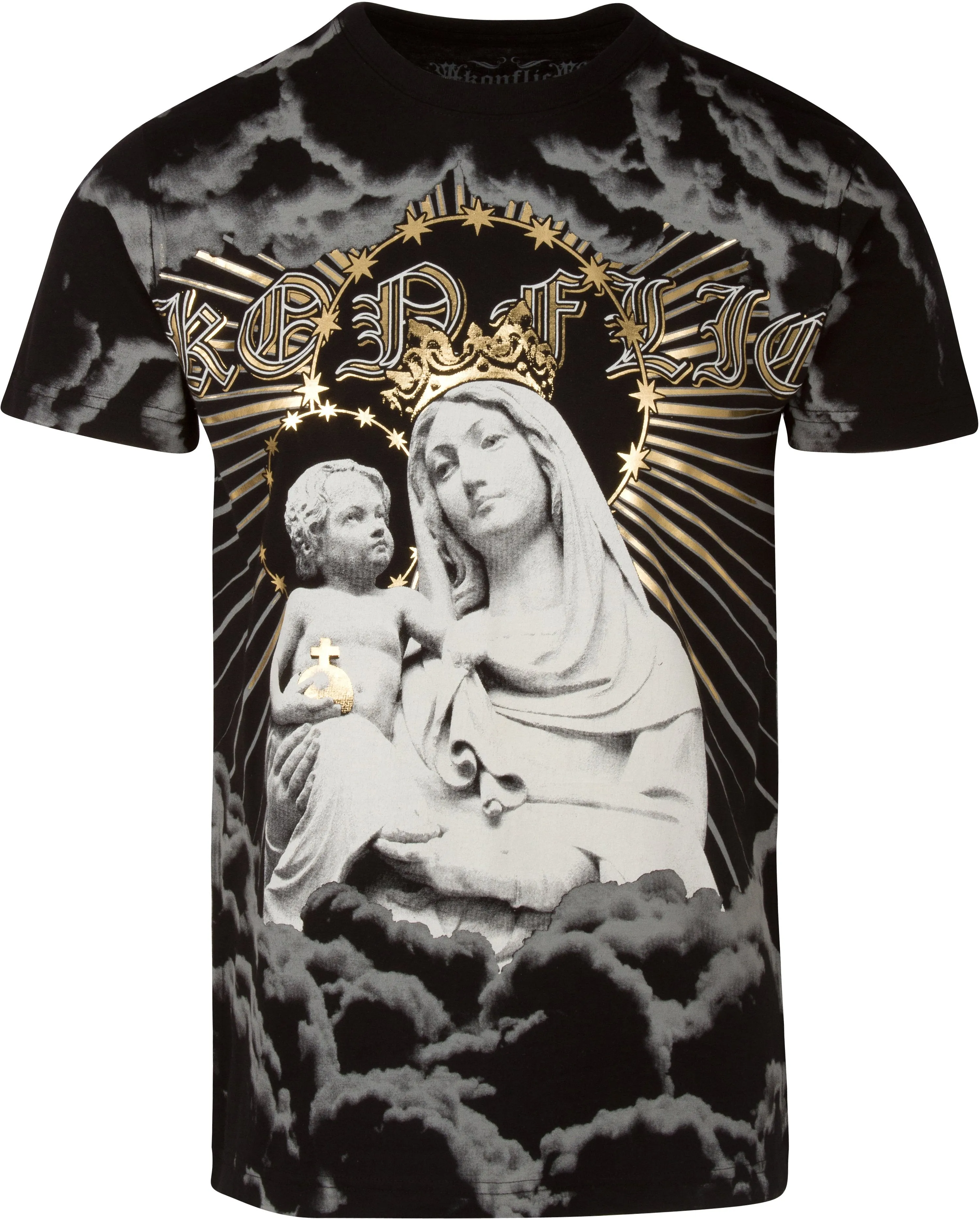 Sakkas Liam Mens Everyday Short Sleeve Cotton Embossed T-shirt Virgin & Baby Jesus