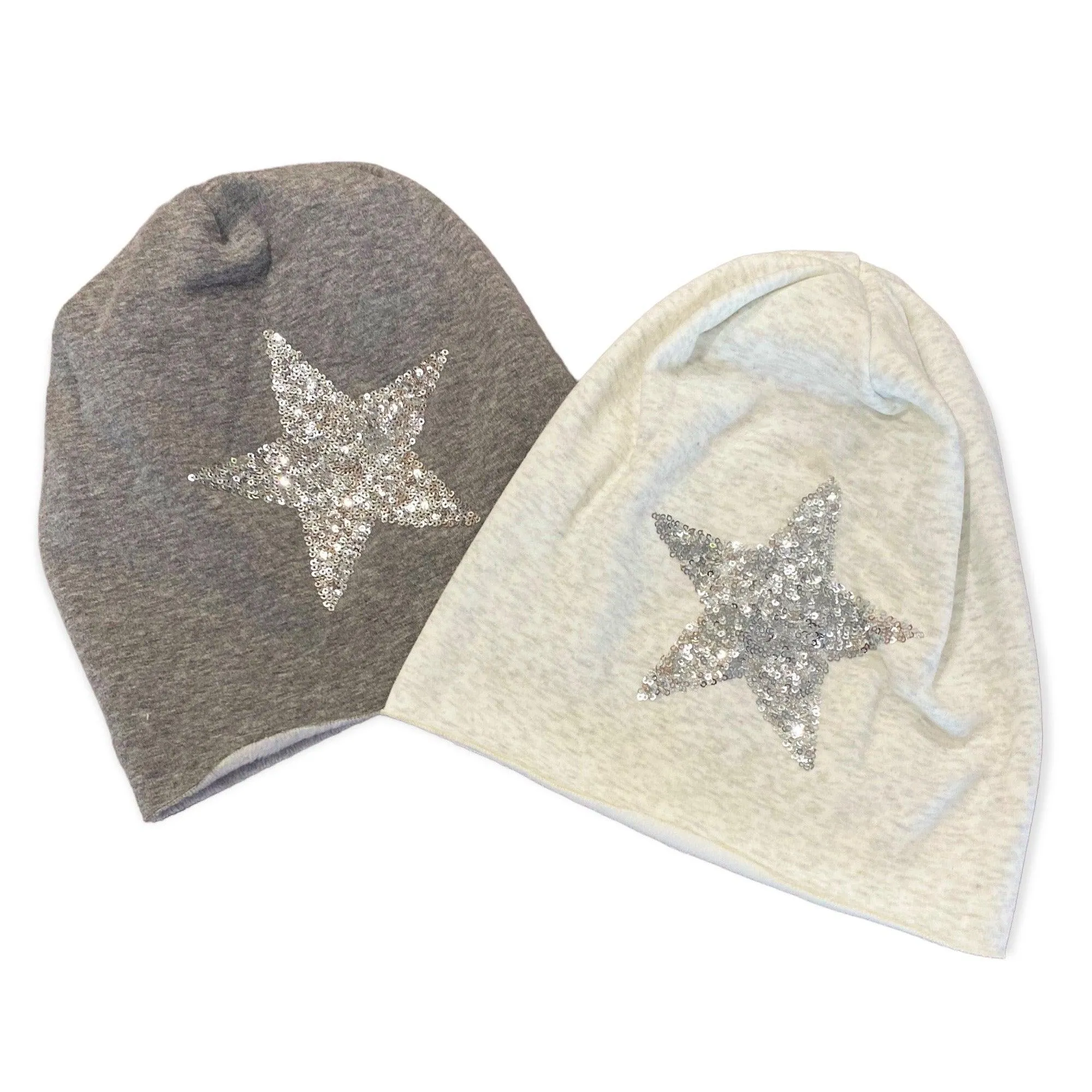 Sequins Star Faux Fur Lined Winter Beanie