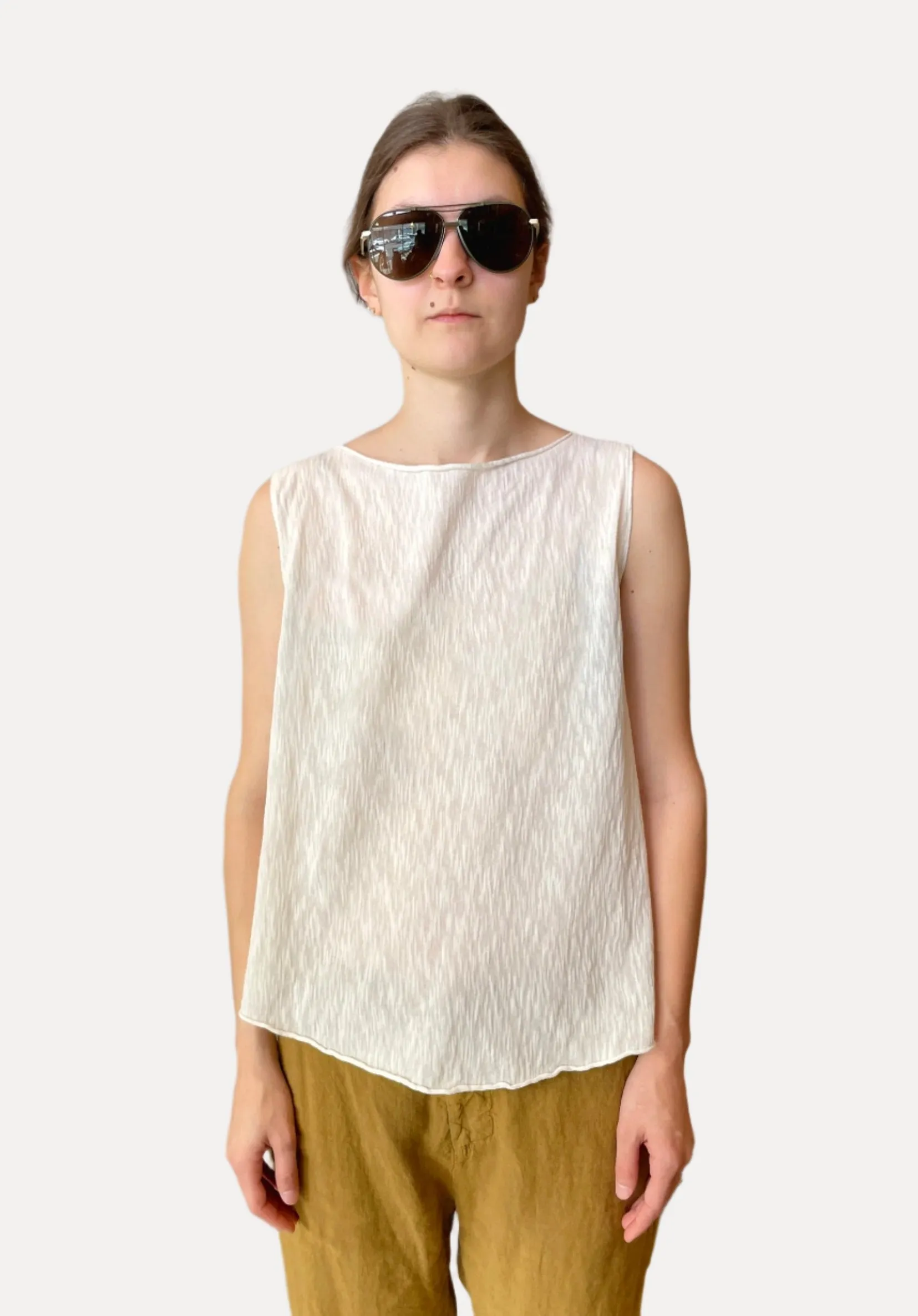 Shot Cotton Knitted Top - Ivory