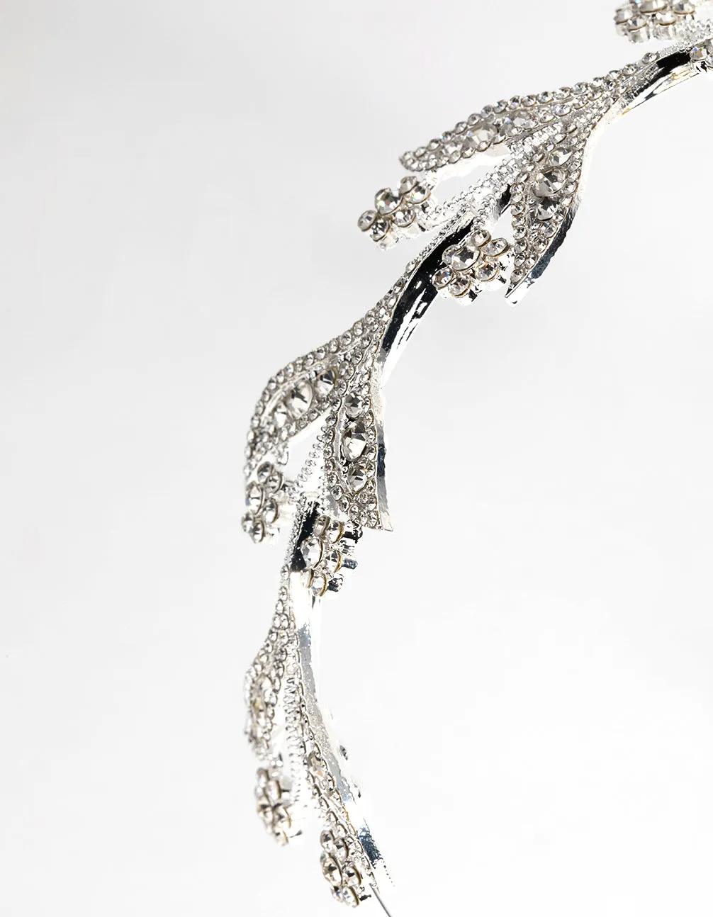 Silver Diamante Encrusted Leaf Headband