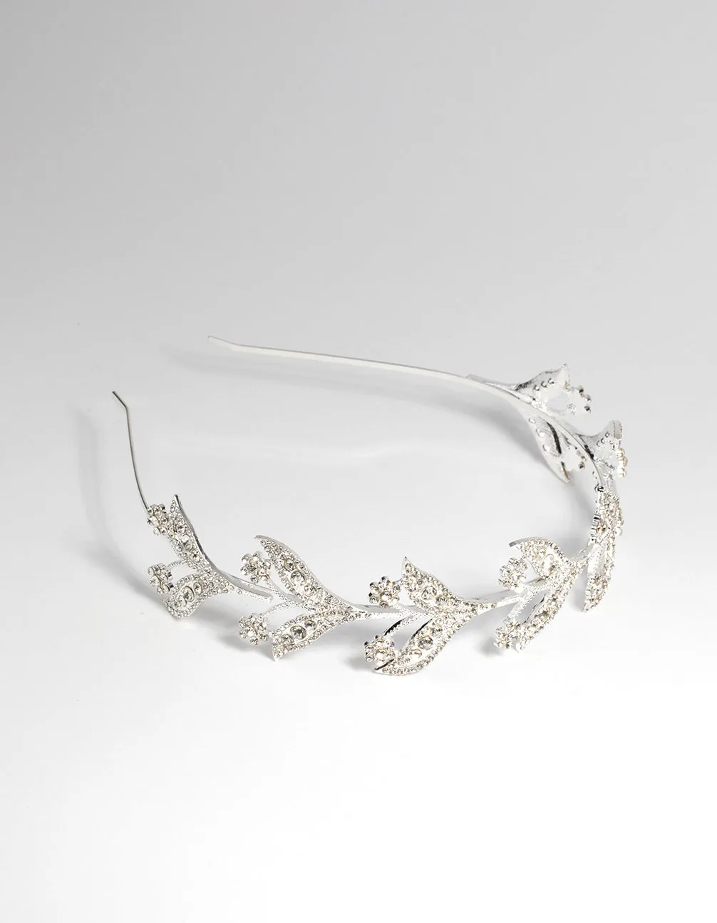 Silver Diamante Encrusted Leaf Headband