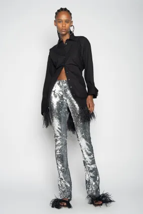 SILVER SEQUINS BOOTCUT TROUSERS