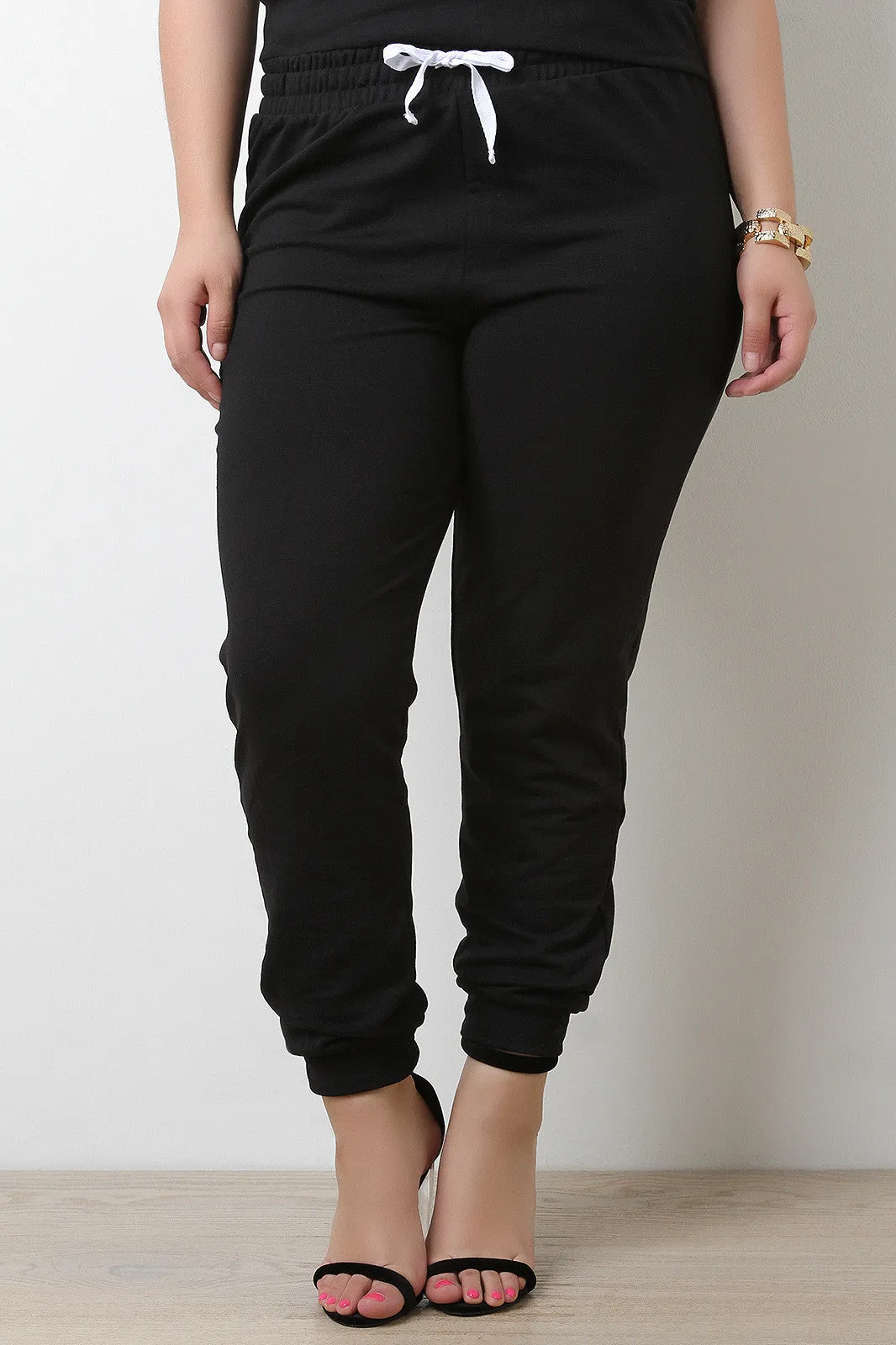 Simple Soft Knit Drawstring Jogger Pants