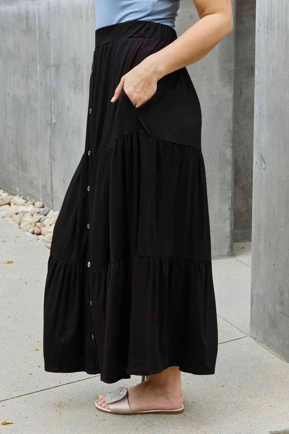 So Easy Full Size Solid Maxi Skirt