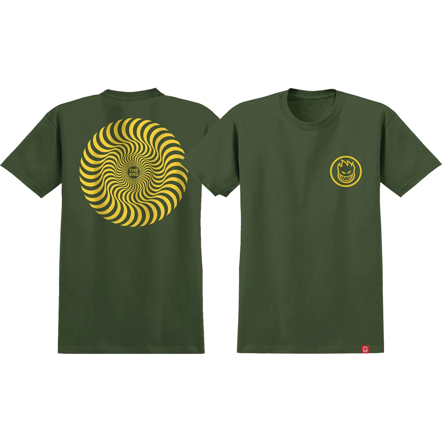 Spitfire Classic Swirl T-Shirts Medium - Military Green/Yellow