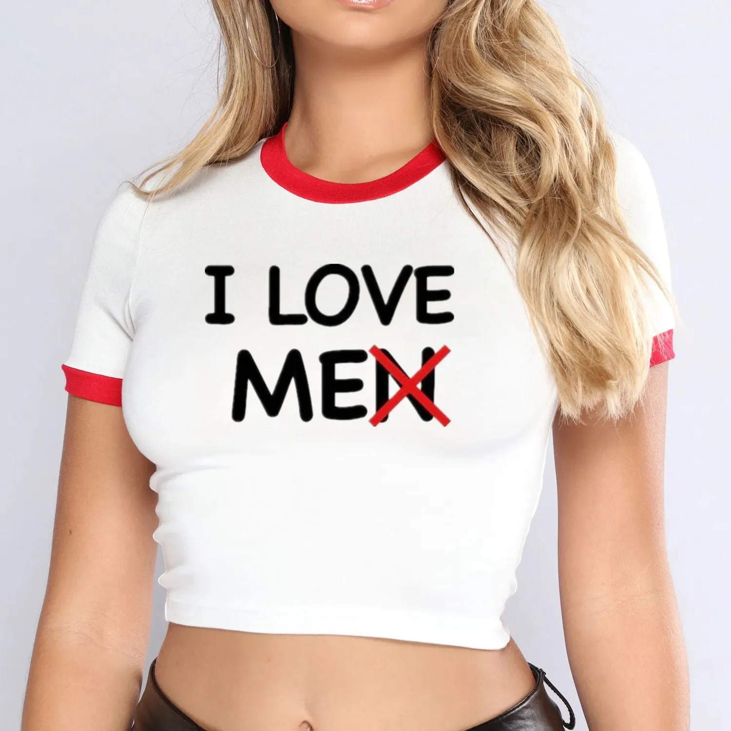 Street Hipster Sexy Women Clothing I Love Printing Short Short Sleeve T shirt