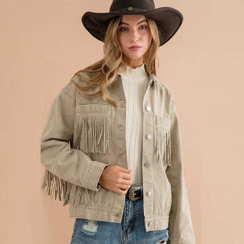 Streetwear Vintage Long Sleeve Outerwear Fringe White Coat