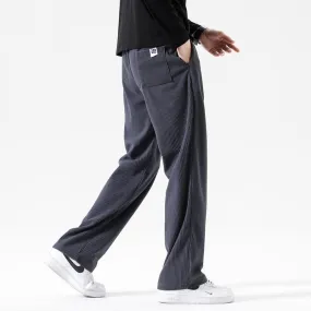 Versatile Straight Knitted Casual Floor-Length Elasticity Loose Fit Sweatpant