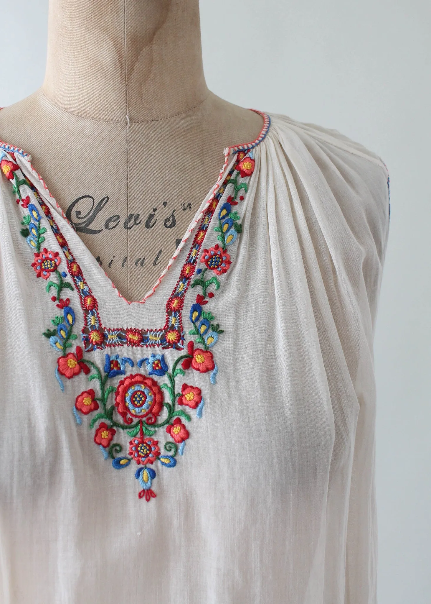 Vintage 1930s Embroidered Cotton Tunic