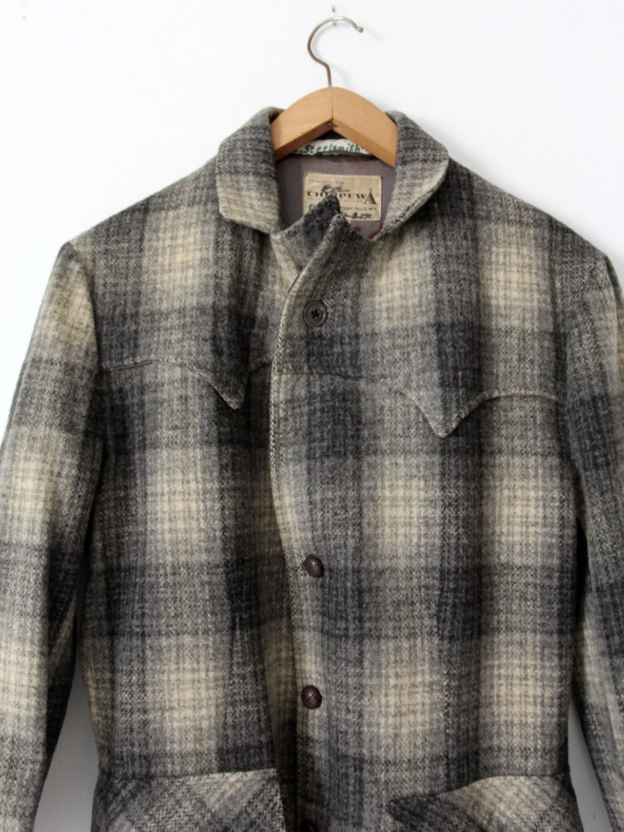 vintage 1950s Chippewa Falls Woolen Mills plaid wool coat