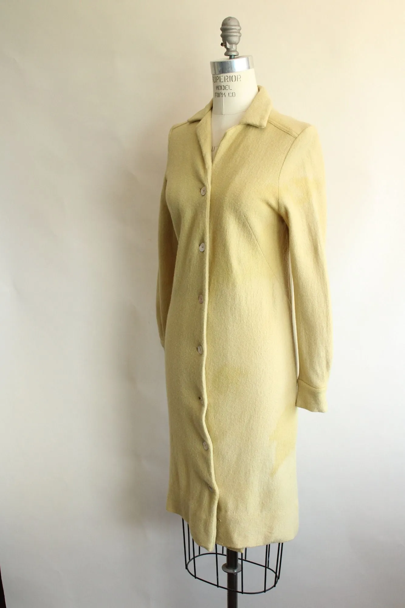 Vintage 1960s Fred Rothschild Yellow Wool Coat Dress