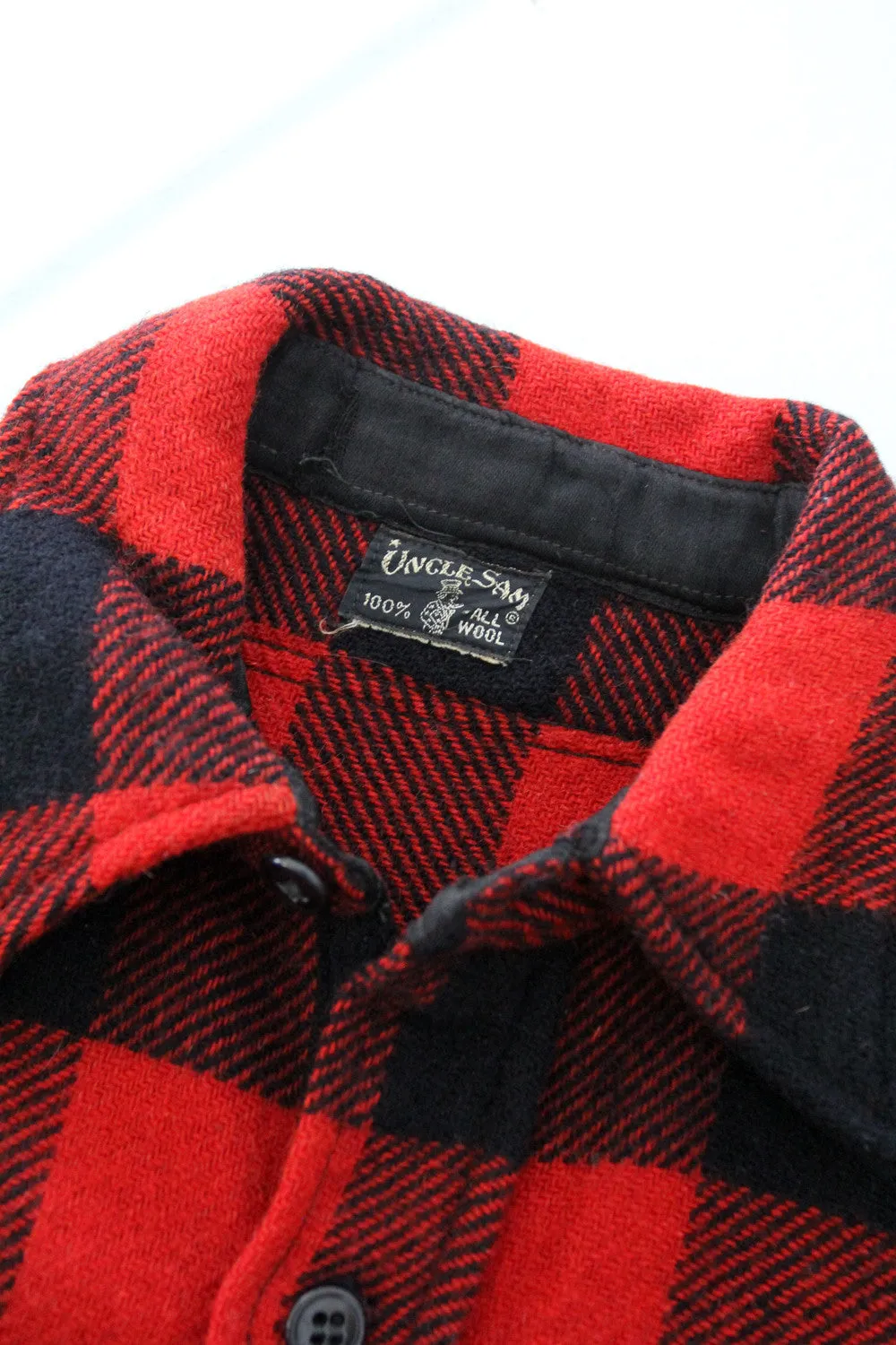 vintage 50s Uncle Sam plaid wool shirt coat