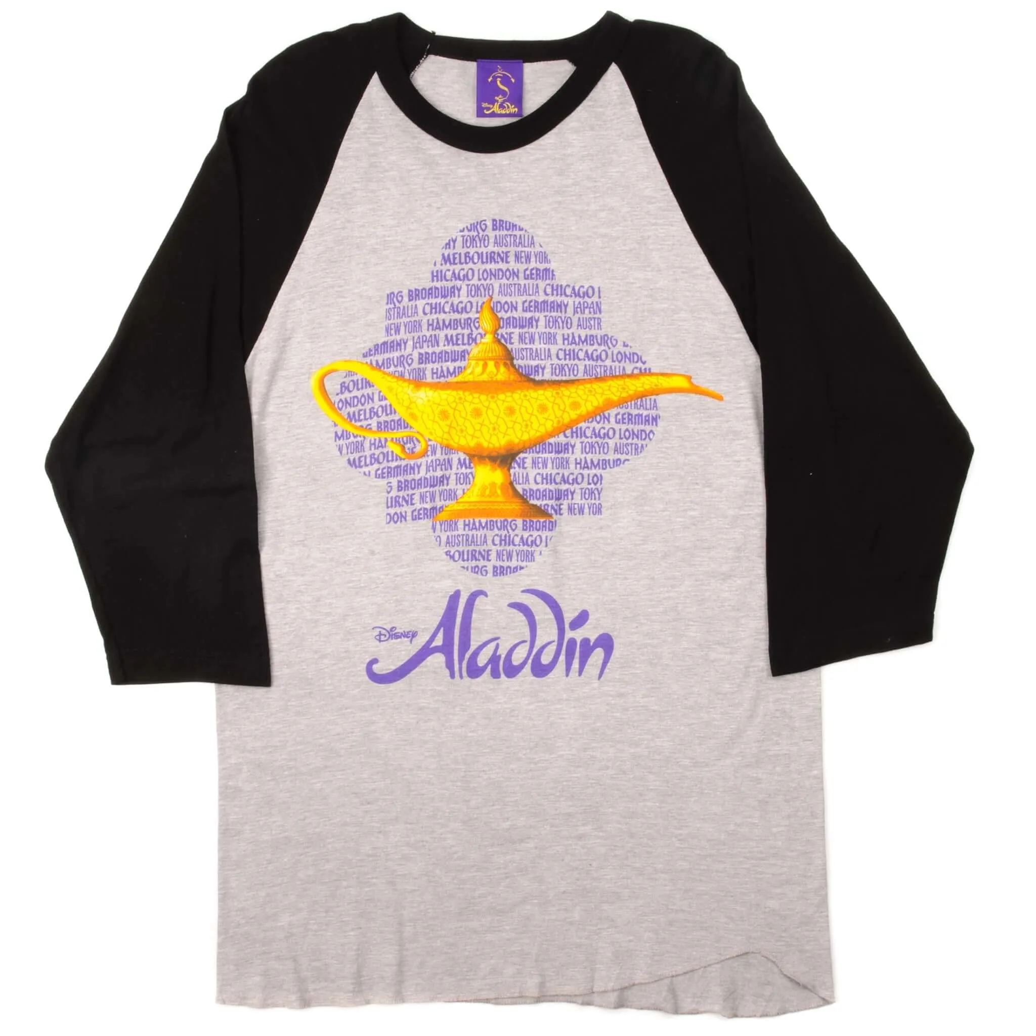 VINTAGE DISNEY ALADDIN RAGLAN TEE SHIRT 90'S SIZE MEDIUM