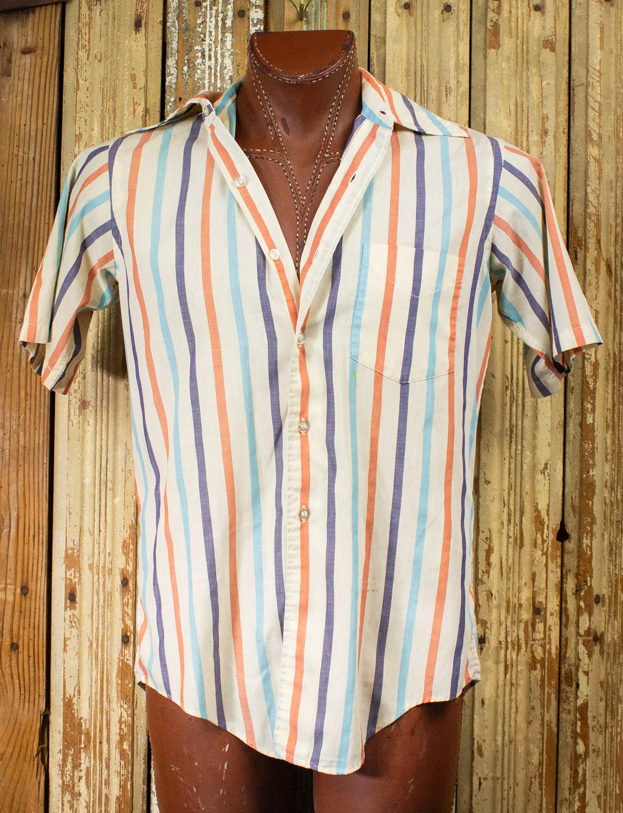 Vintage Enro Striped Button Up Shirt 70s Large