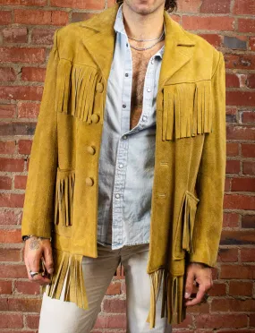 Vintage James S Lee & Co Suede Fringe Jacket 70s Tan XL