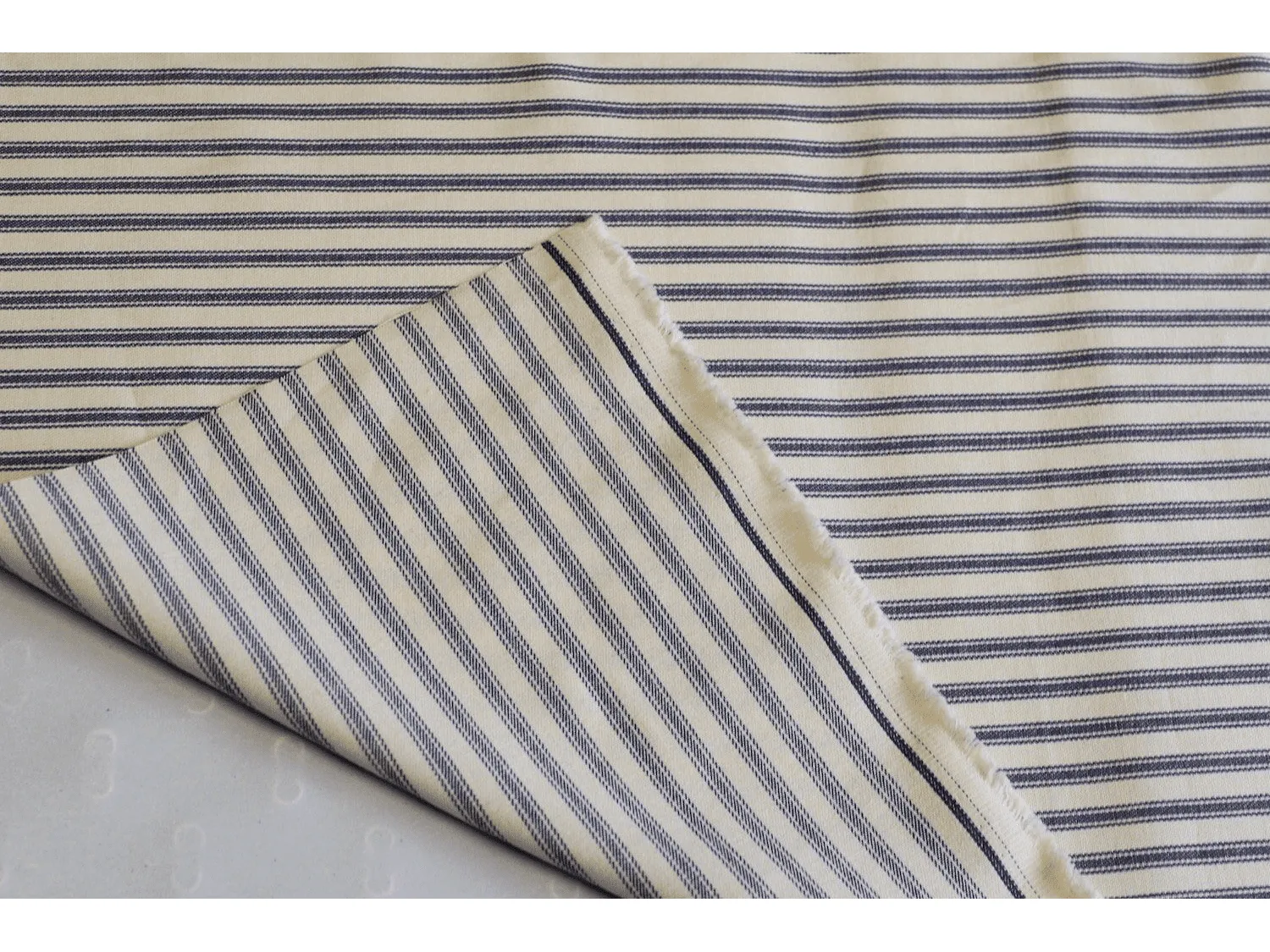 Vintage  Style Ticking Stripe, Twill Cotton Lining Fabric - Blue Stripes, Traditional Fabric for Dress, Shirt, Crafts and Lining