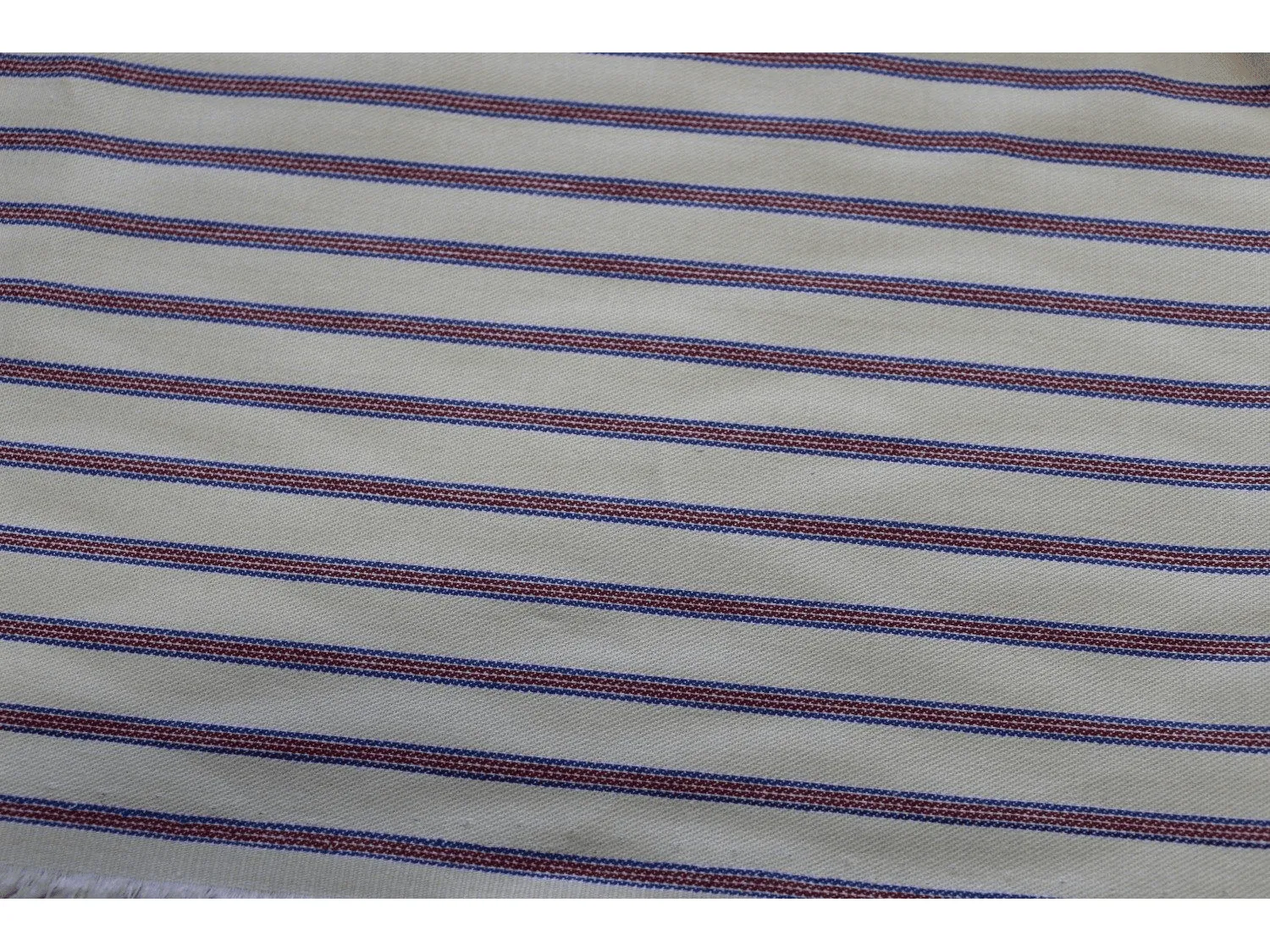 Vintage  Style Ticking Stripe, Twill Cotton Lining / Shirting Fabric - Red &  Blue Stripes