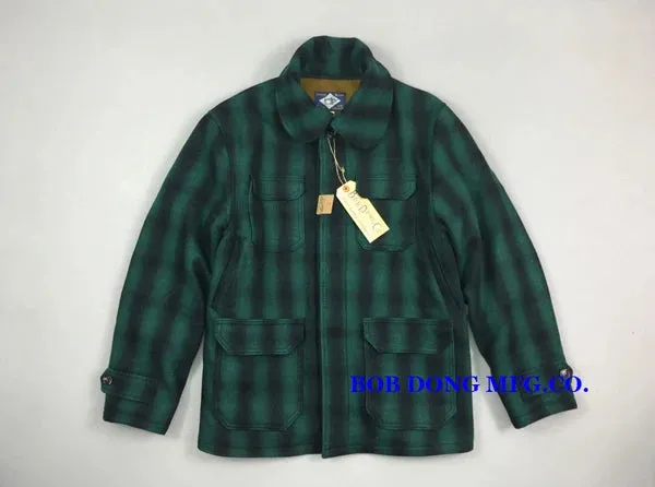 Vintage Woolen Plaid Checks Hunting Jacket with Turn-down Collar