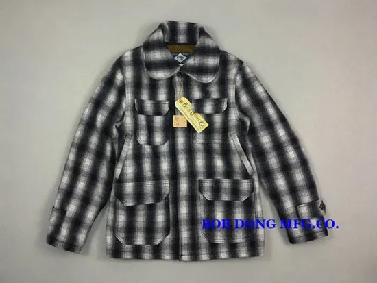 Vintage Woolen Plaid Checks Hunting Jacket with Turn-down Collar