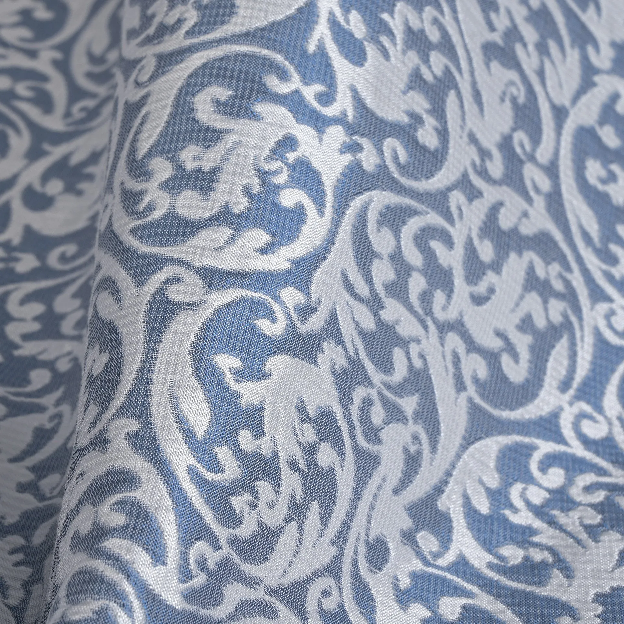 White and Blue Jacquard Fabric 96902