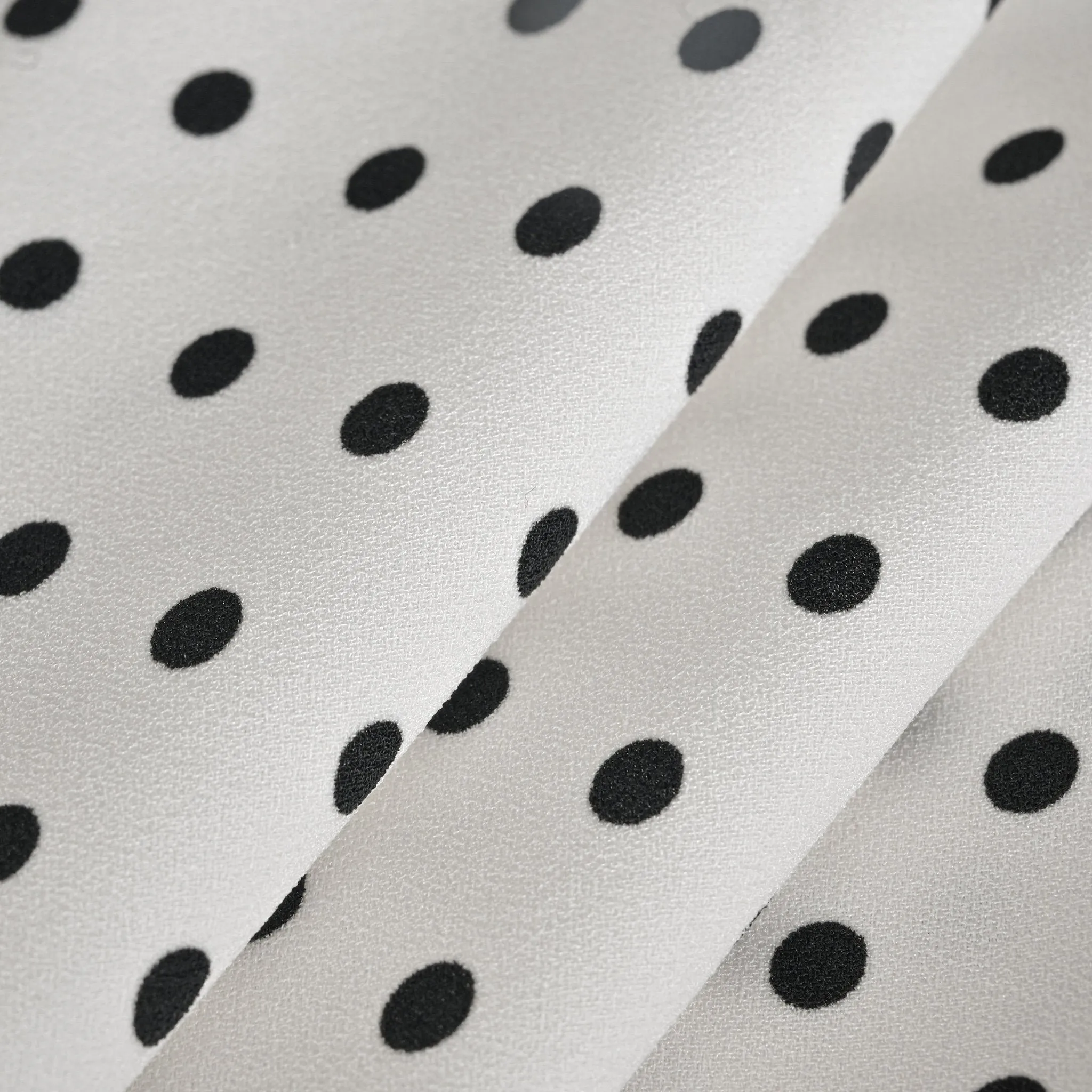 White Polka Dot Crepe Fabric 3475