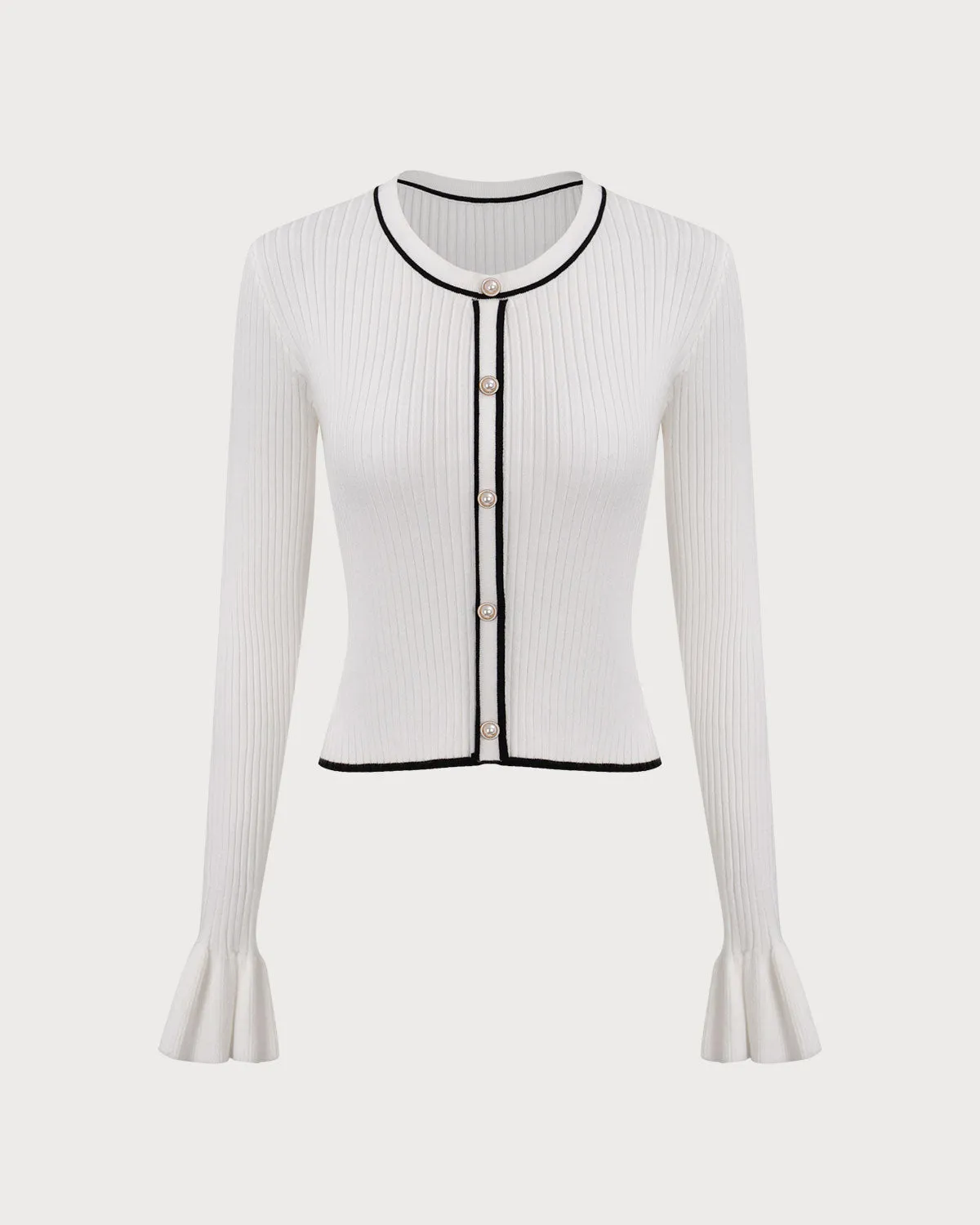 Women's White Contrasting Knit Top