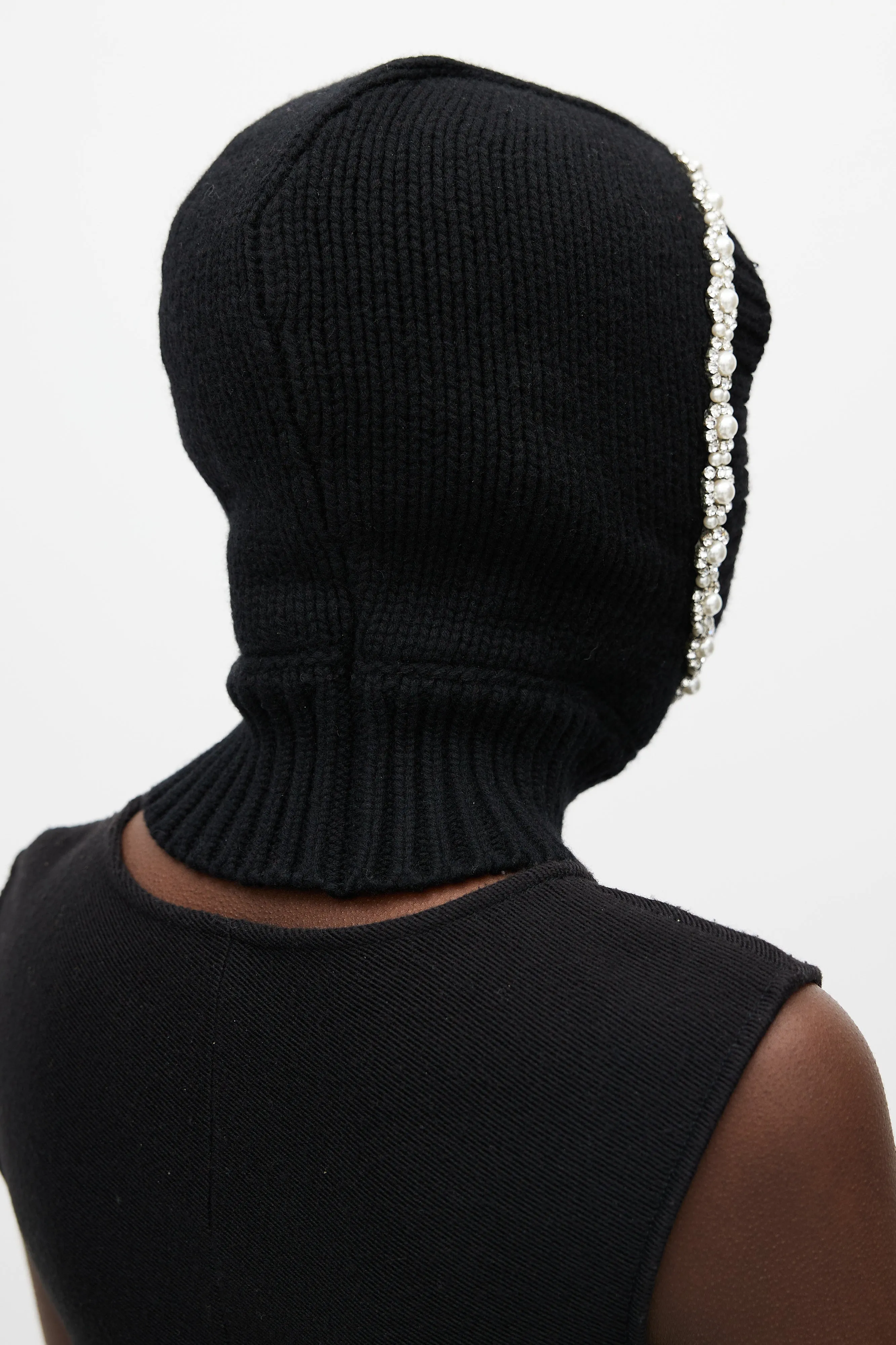 X Moncler Black & Silver Wool Jewel Balaclava