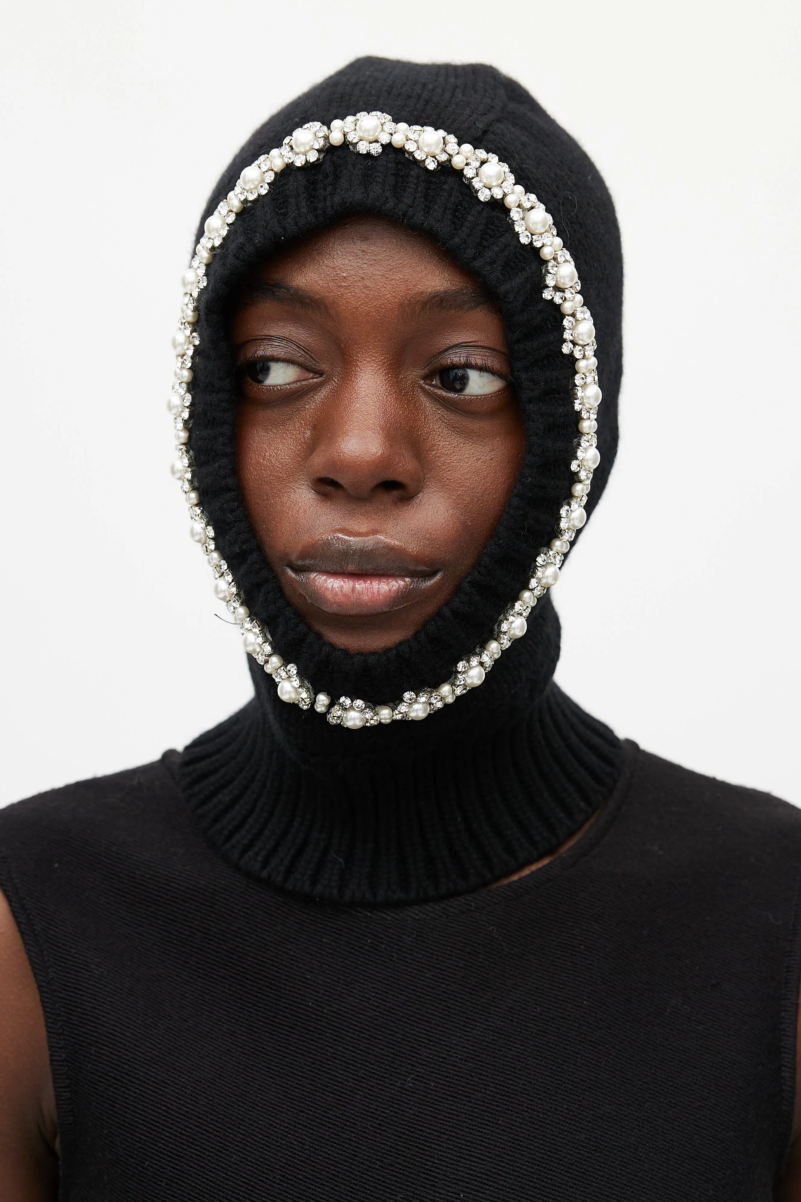 X Moncler Black & Silver Wool Jewel Balaclava